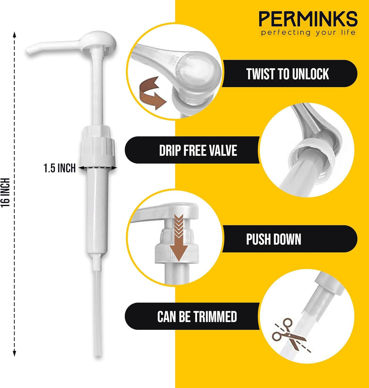 stick-shaped slim profile (12"l x 1"w x 2"h) for easy insertion into narrow-neck containers