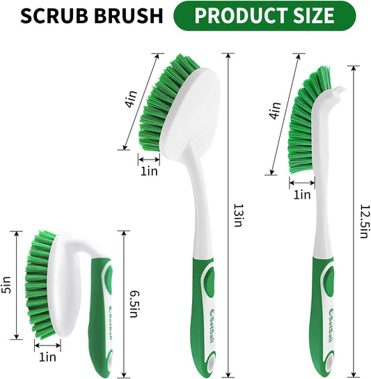stiff-bristle heads engineered for stubborn bathroom, kitchen, and carpet stains