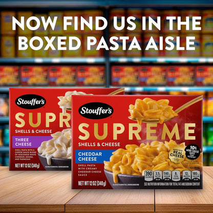 Stouffer's Supreme Shells and Cheese – Fast Dinner Between Classes, 12 oz Real Cheese Shells and Cheese Kit