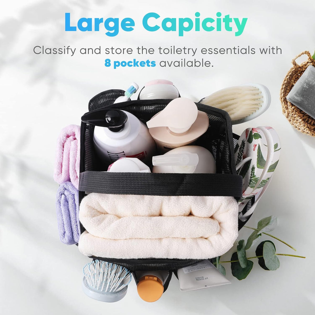 strengthened carry handle compatible with hanging hooks or showerheads