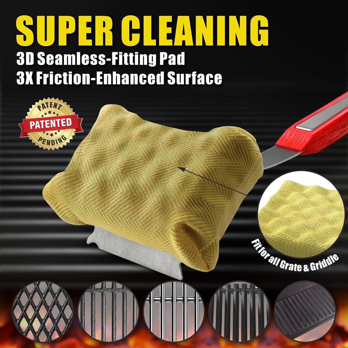 sturdy flexible stainless steel handle with built-in scraper