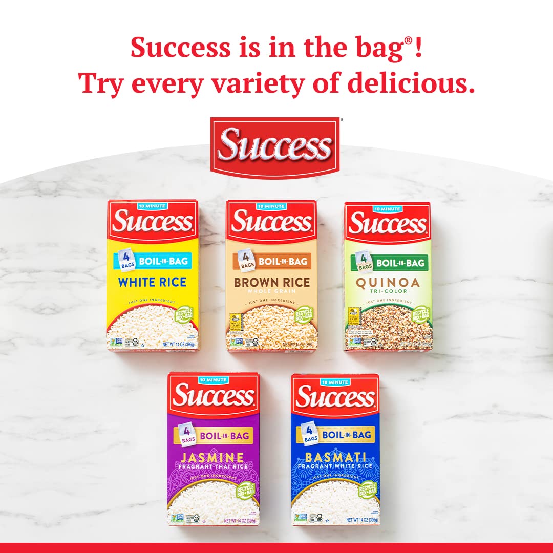 Success Boil-in-Bag Rice, Neutral 14-Ounce White Rice for Intentional Small-Space Cooking, Boil-in-Bag Simplicity
