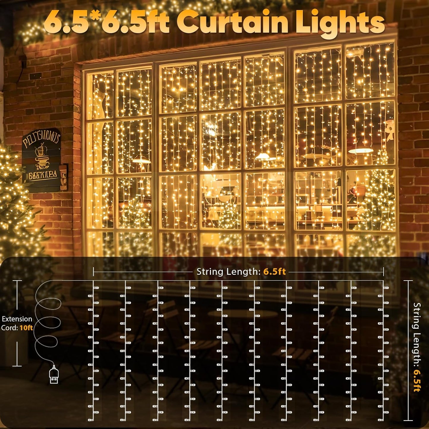 suddus Hanging String Lights Valentine's Day Gift for Women – Romantic Warm White Curtain with Dimmable Glow