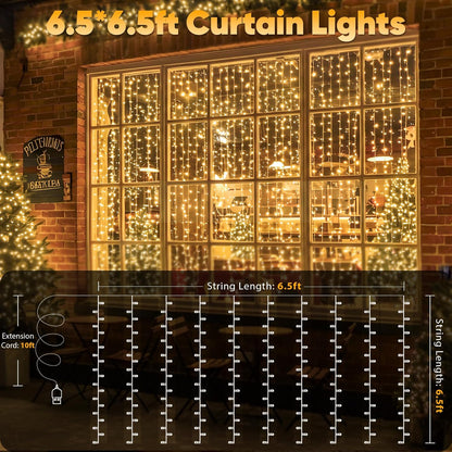 suddus Hanging String Lights Valentine's Day Gift for Women – Romantic Warm White Curtain with Dimmable Glow