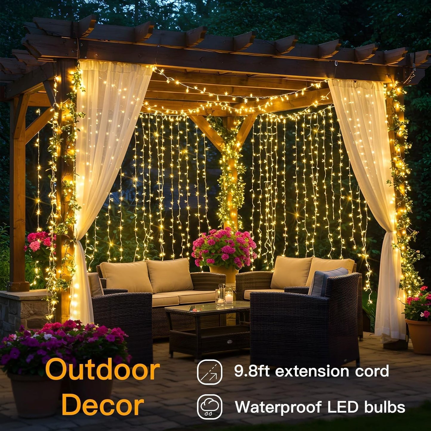 suddus Hanging String Lights Valentine's Day Gift for Women – Romantic Warm White Curtain with Dimmable Glow