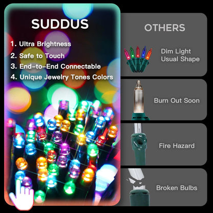 suddus Multicolor String Lights – Valentine's Day and Holiday Gift for the Person Who Has Everything, Ready to Use Out of the Box