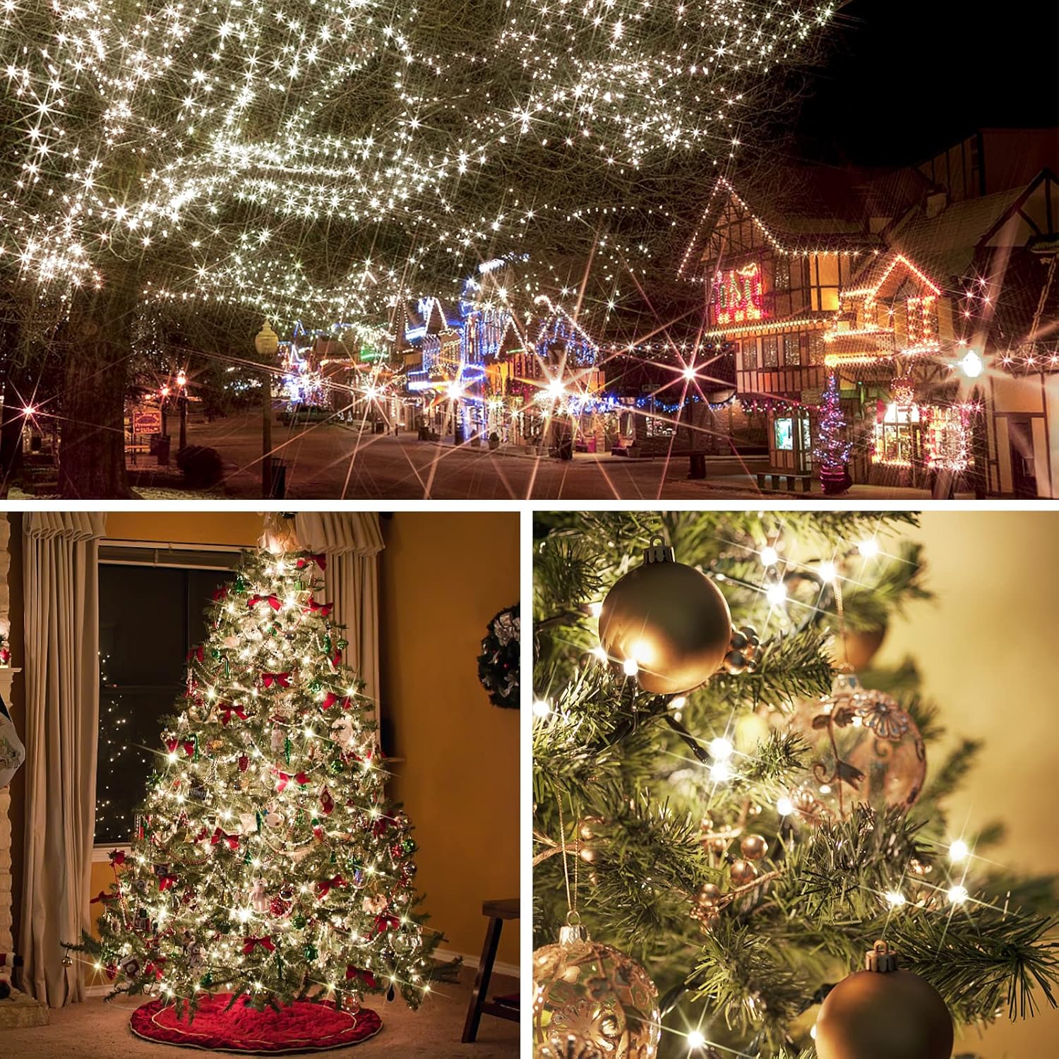 suddus Patio String Lights – Open-Air Holiday Ambiance for Balcony and Backyard, 100 LED IP44 Warm White with Remote Timer