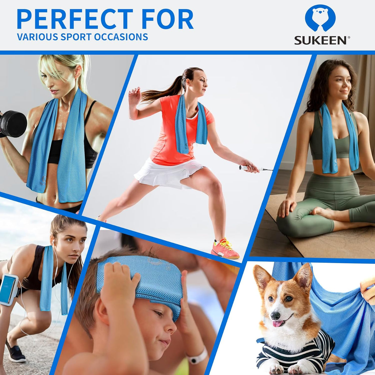 Sukeen Hyper-Evaporative Towels – Skin-Safe Cooling Wrap for Adults, Kids, and Pets in Hot Cars