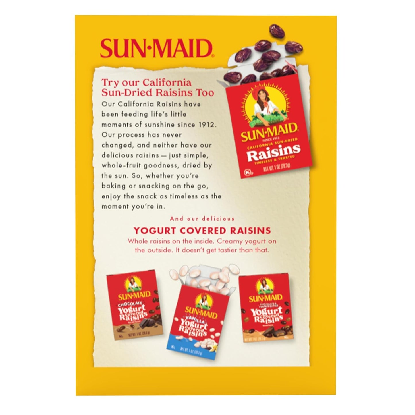 Sun-Maid California Raisins – Portable Hiking Snack for Backpacks & Day Trip Coolers