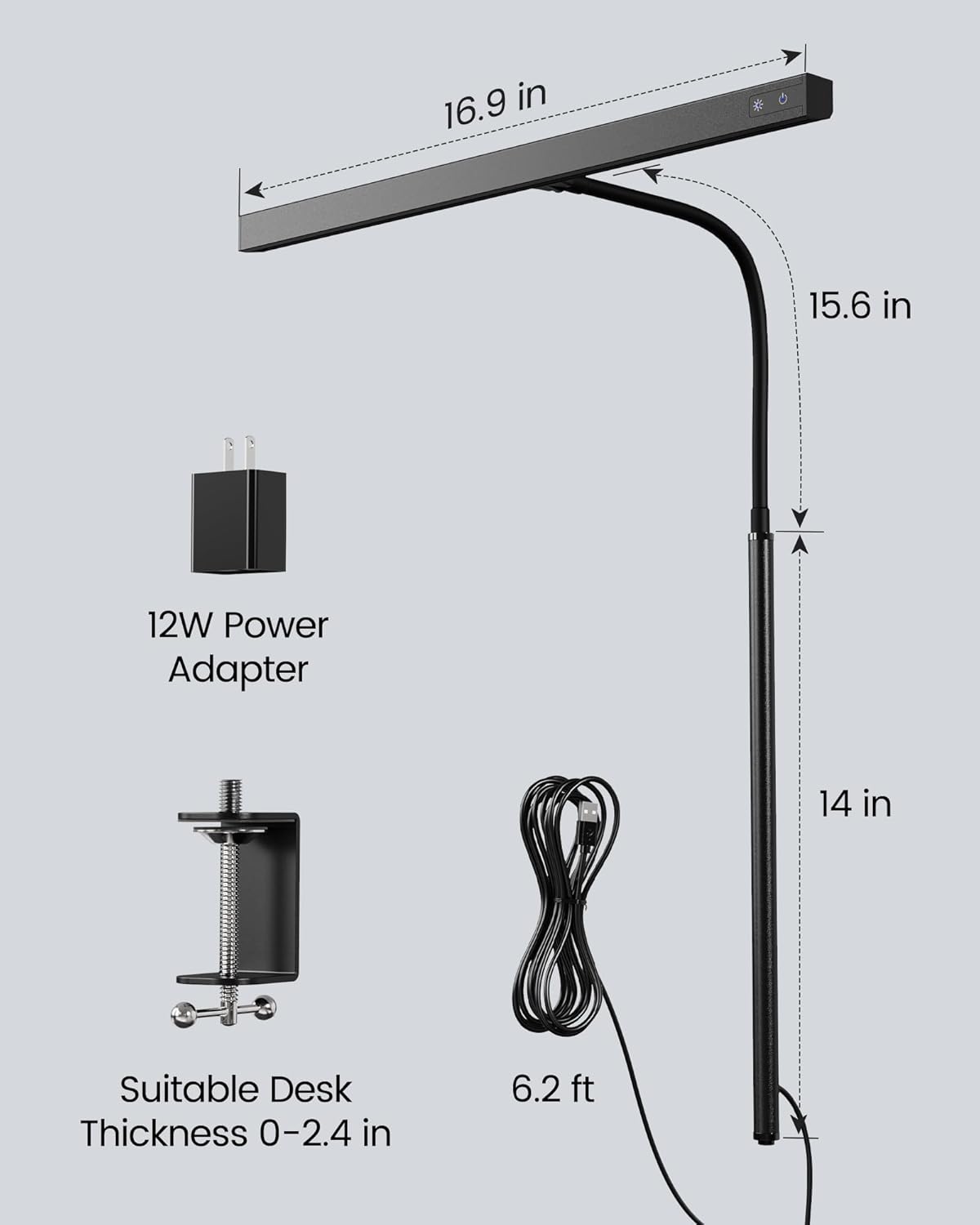 SUPERDANNY LED Desk Lamp – 30% Glare Reduction Task Light for Headache-Free Computer Hours