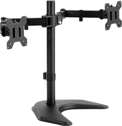 supports two 13"–27" screens (and up to 38" in larger variants) up to 22 lbs each