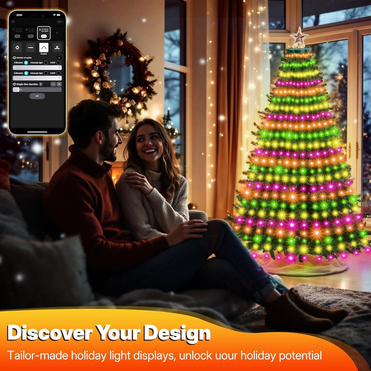 Surplife App-Controlled Outdoor Christmas Lights – Durable Year-Round Ambience for Backyard Entertaining