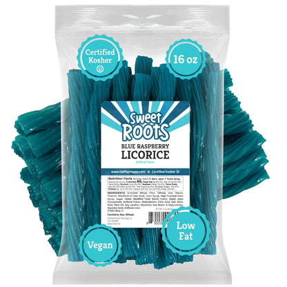 Sweet Roots Blue Raspberry Licorice Twists – 1 Lb Vegan and Gluten-Free Chewy Candy for Mindful Snacking at the Home Office