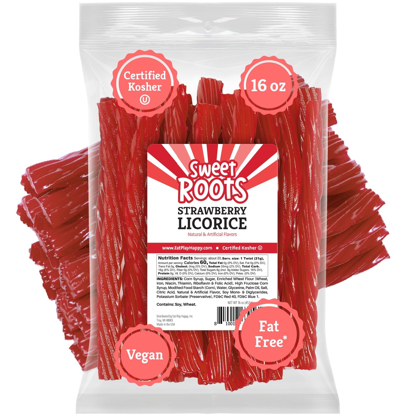 Sweet Roots Blue Raspberry Licorice Twists – 1 Lb Vegan and Gluten-Free Chewy Candy for Mindful Snacking at the Home Office