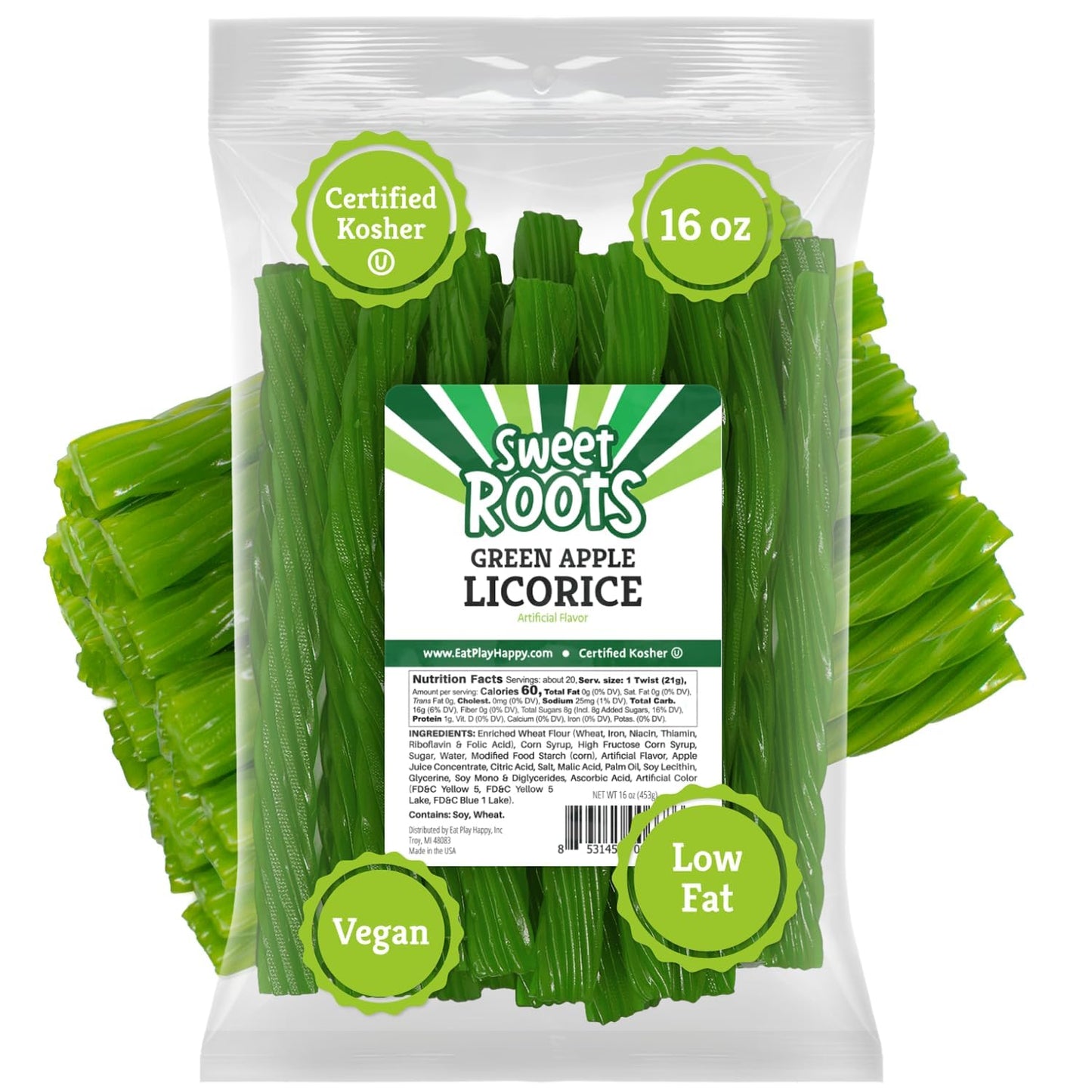 Sweet Roots Blue Raspberry Licorice Twists – 1 Lb Vegan and Gluten-Free Chewy Candy for Mindful Snacking at the Home Office