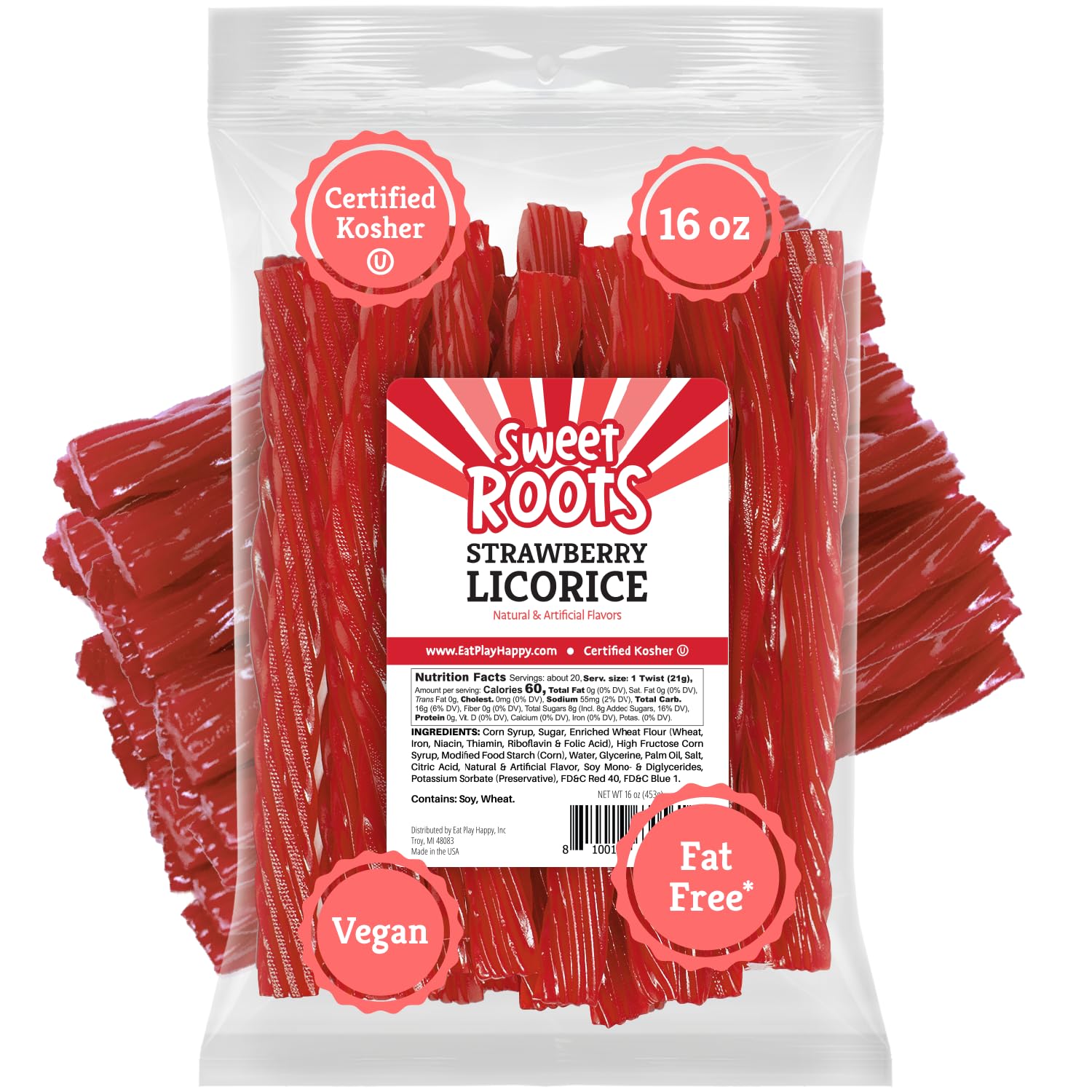 Sweet Roots Blue Raspberry Licorice Twists – 1 Lb Vegan and Gluten-Free Chewy Candy for Mindful Snacking at the Home Office