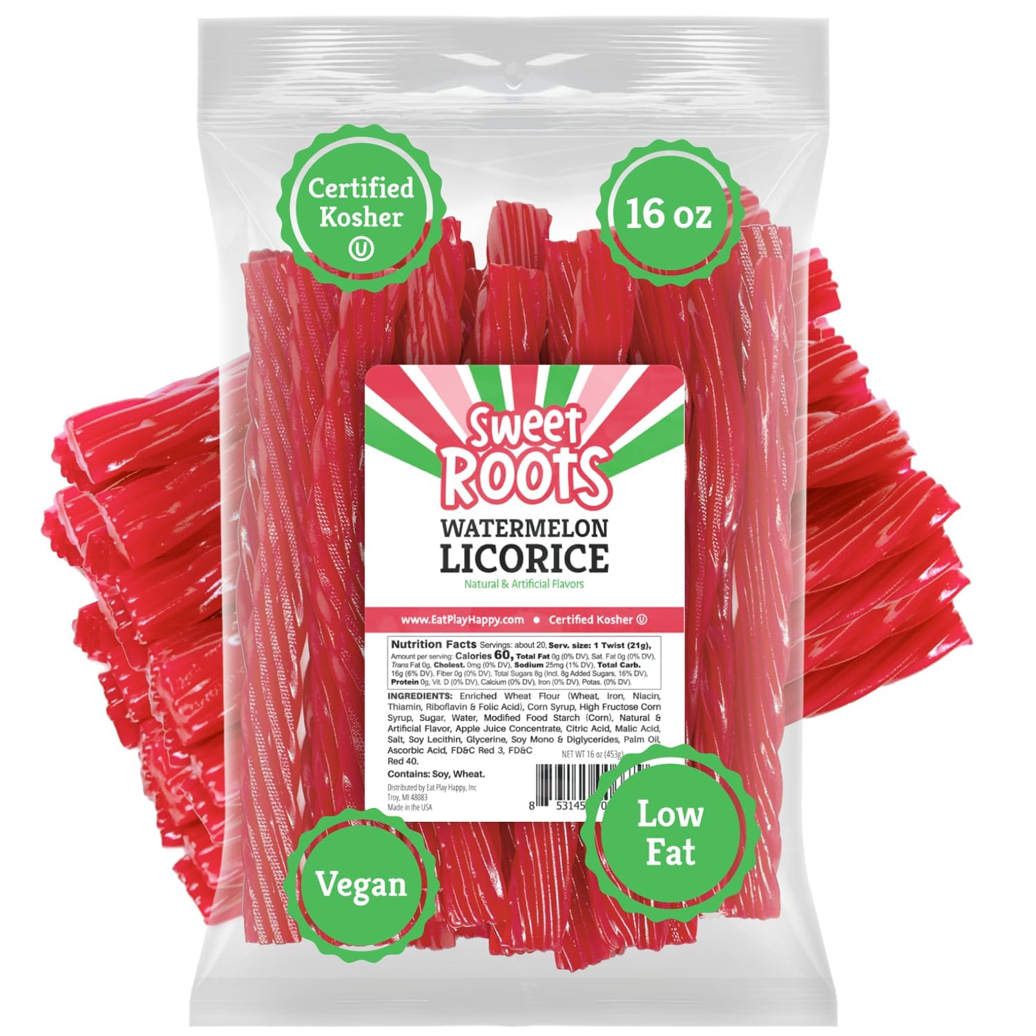Sweet Roots Blue Raspberry Licorice Twists – 1 Lb Vegan and Gluten-Free Chewy Candy for Mindful Snacking at the Home Office