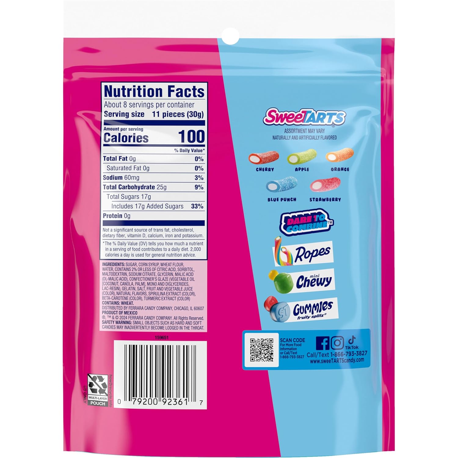 SweeTARTS Mini Chewy Candy – Guilt-Free Treat Without Artificial Sweeteners, 12 oz