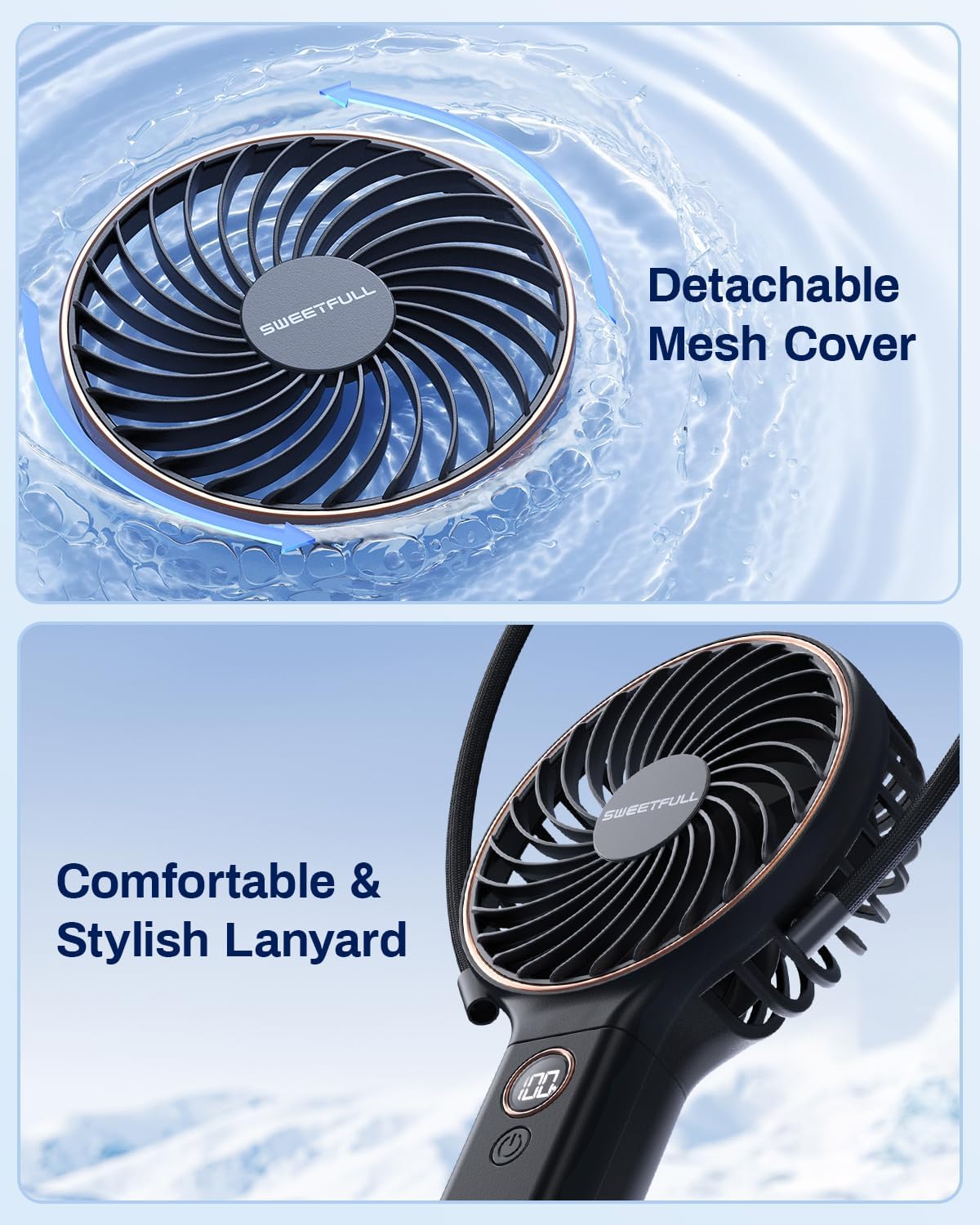 SWEETFULL Foldable Mini Travel Fan – Hiking and Festival Essential, Lightweight 6 oz Personal Breeze