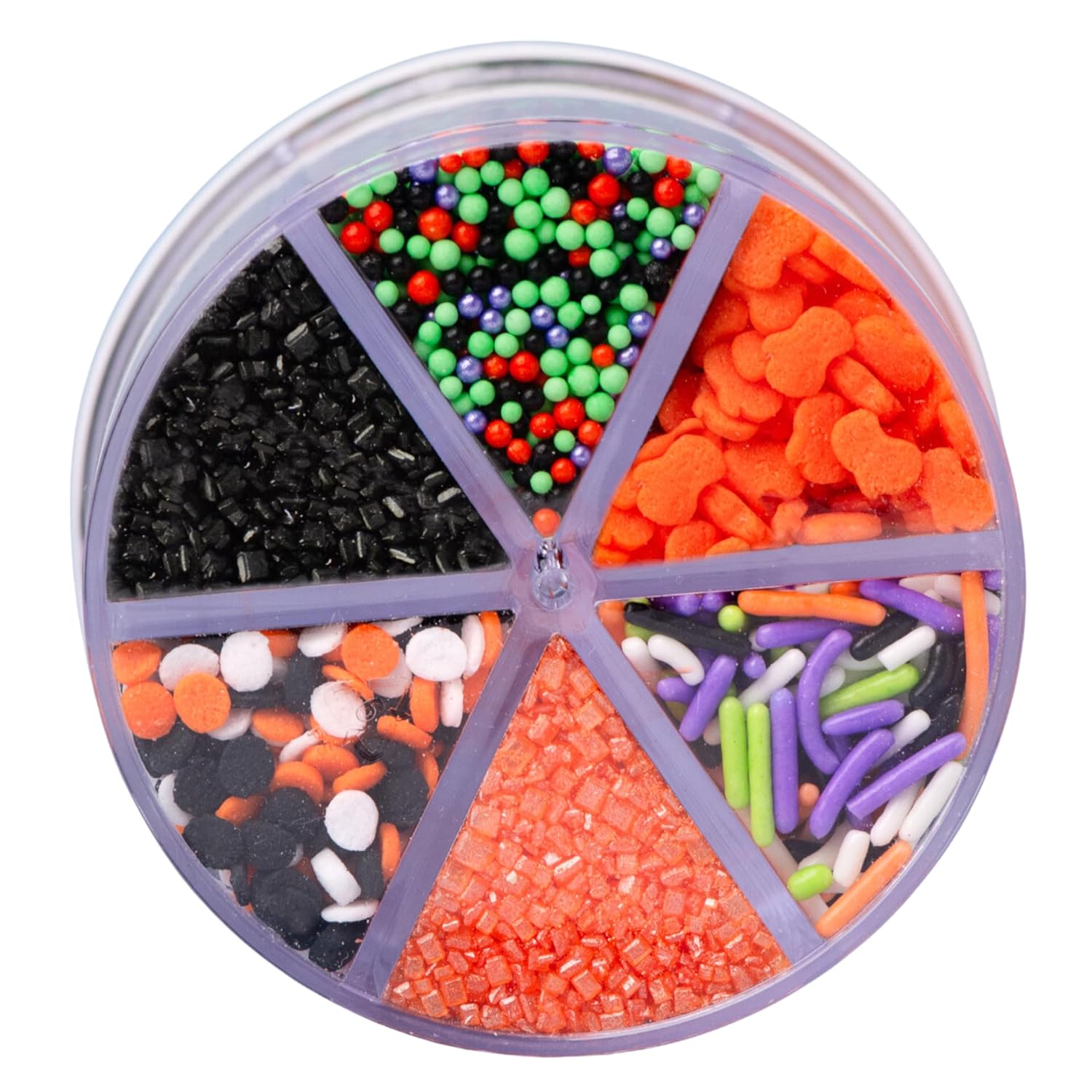 Sweets Indeed Halloween Sprinkle Container – All-Six-Varieties-in-One for Streamlined Batch Baking and Party Prep