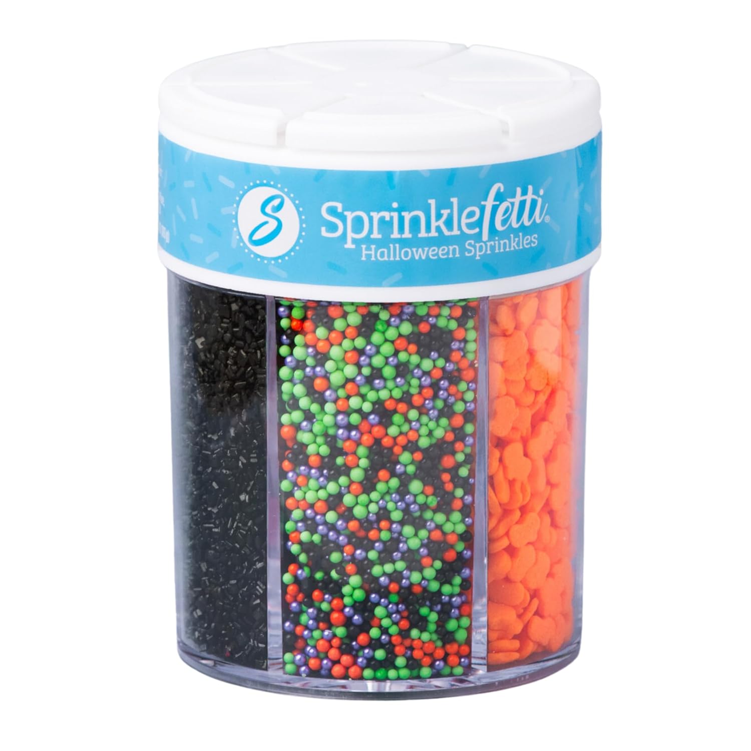 Sweets Indeed Halloween Sprinkle Container – All-Six-Varieties-in-One for Streamlined Batch Baking and Party Prep