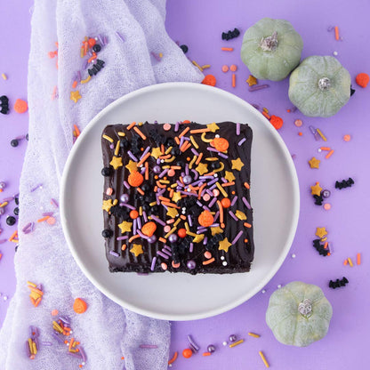 Sweets Indeed Sprinklefetti Halloween Mix – Orange, Black, Purple & Gold Decorating Jar for Festive Platters