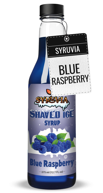 Syruvia Snow Cone Syrup 12.7oz - Blue Raspberry Syrup For Shaved Ice, Snow Cones, Slushies, Italian Soda, Popsicles. Kosher, Dairy-Free.