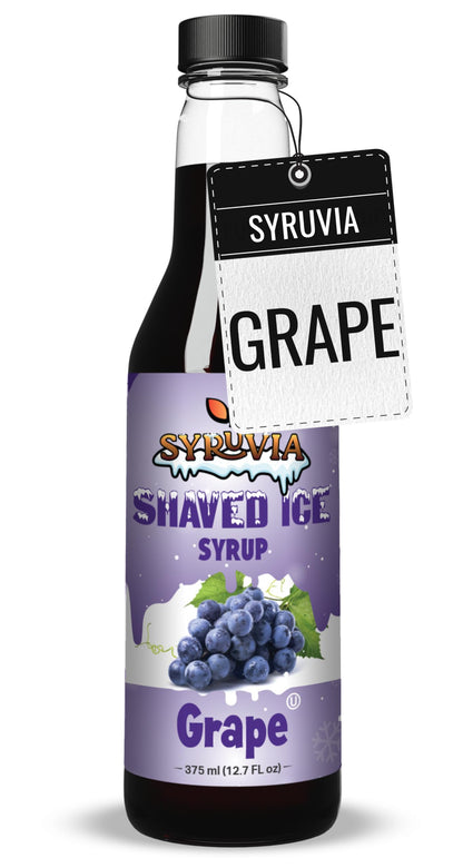 Syruvia Snow Cone Syrup 12.7oz - Grape Syrup For Shaved Ice, Snow Cones, Slushies, Italian Soda, Popsicles. Kosher, Dairy-Free.