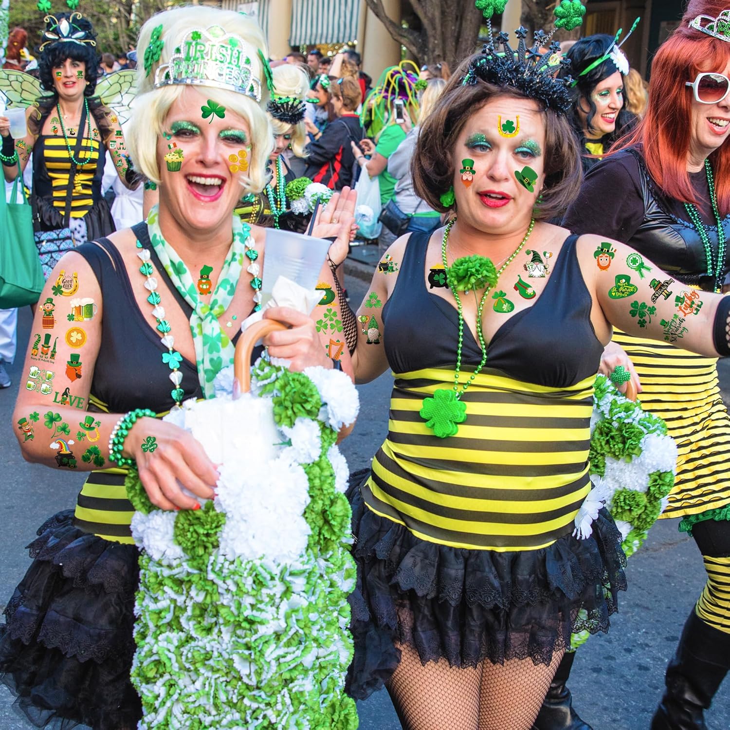 Tattoovida Irish Themed St Patricks Day Tattoos – Sweat Resistant St Patricks Day Favors for Outdoor Bar Crawl and Block Party