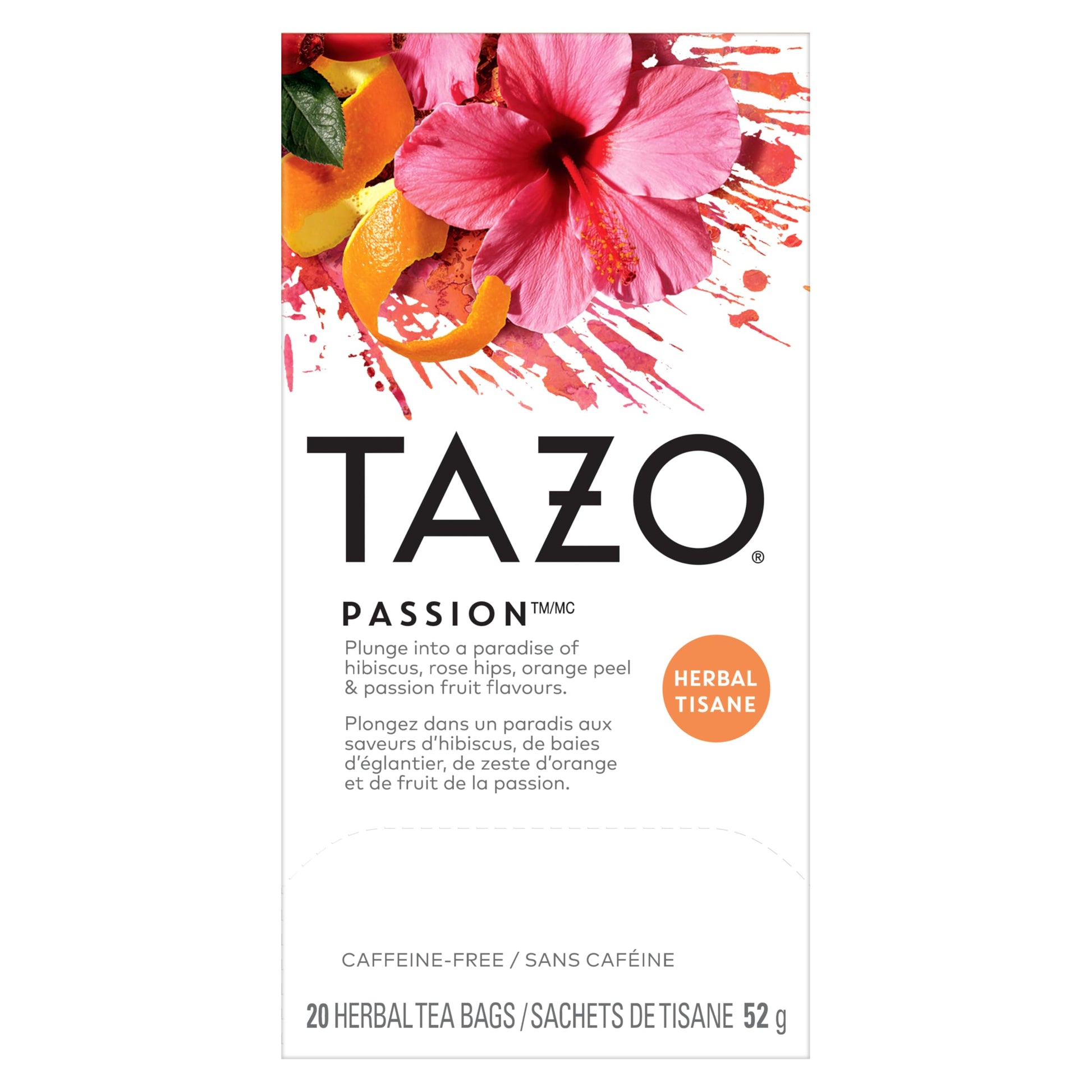 TAZO Passion Passion Herbal Tea – Valentine's Day Tea Gift for Her with Romantic Citrus Aroma