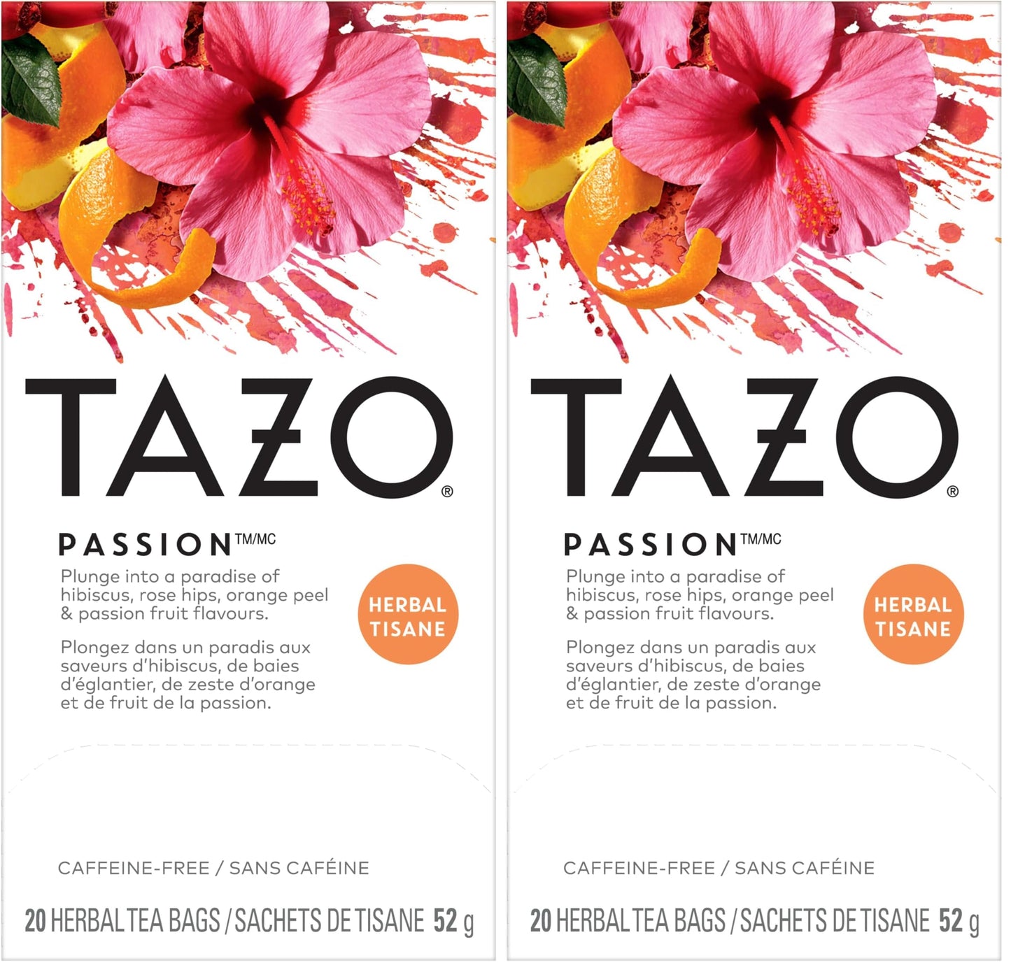 TAZO Passion Passion Herbal Tea – Valentine's Day Tea Gift for Her with Romantic Citrus Aroma