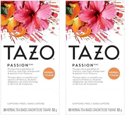 TAZO Passion Passion Herbal Tea – Valentine's Day Tea Gift for Her with Romantic Citrus Aroma