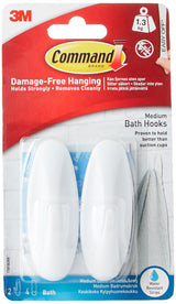 Command Designer Bath Hooks, Medium, White – Practical Birthday Gift for Mom Who Loves an Organized, Clutter-Free Bathroom