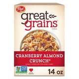 Great Grains Cranberry Almond Crunch Cereal – Fiber-Rich Fortified Cereal for Mindful Eating Mornings, 14 oz Box