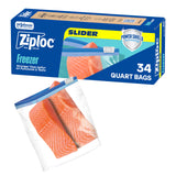 Ziploc Power Shield Quart Slider Bags – Bulk Freezer Storage for Weekly Prep Routines and Lunchbox Portioning, 136 Pack