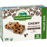 Cascadian Farm Organic Chewy Granola Bars Dark Chocolate Chip – Non-GMO Lunchbox Treat for Picky Kids, 10 Count