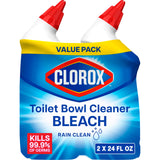 Clorox Toilet Bowl Cleaner Bleach Rain Clean, Non-Abrasive Germ-Killing Gel for Safe Everyday Bathroom Use