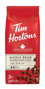 Tim Hortons Whole Bean Original Medium Roast Coffee – Holiday Care Package Gift for Mom, 12 oz Bag