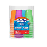 Hefty Party On Disposable Cups – Decorative Fourth of July Entertaining Serveware with Bright Patriotic Color Palette, 76 Pieces