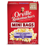 Orville Redenbacher's Microwave Popcorn Mini Bags Movie Theater Butter – Convenient Home Office Munchies for Back-to-Back Meeting Days, 12 Single-Serve Bags