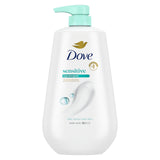 Dove Body Wash Pump Bottle Sensitive Skin – Fragrance-Free Vegan Formula for Clutter-Free Eco Bathroom Storage, 30.6 oz