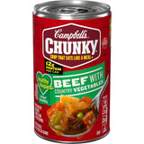 Campbell's Chunky Sirloin Burger Country Vegetables Soup – Pantry Staple with 17g Protein and Lower Salt for Health-Conscious Home Cooks