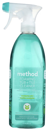 Method Foaming Tub + Tile Cleaner Eucalyptus Mint – Chemical-Free Shared Apartment Bathroom Cleaner, Plant-Based Foam 28oz