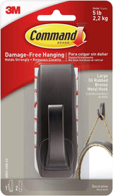 Command Oil Rubbed Bronze Hook for Less-Is-More Home Organization, Reusable Adhesive