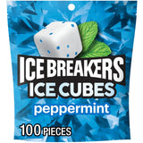 ICE BREAKERS Ice Cubes Peppermint Sugar Free Chewing Gum, 8.11 oz Bulk – Camping Cooler and Picnic Table Chew for Fresh Breath Outdoors