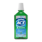 ACT Restoring Fluoride Mouthwash 33.8 oz Alcohol-Free for Spa-Like Bathroom Self-Care, Remineralizing Mint