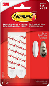 Command Mounting Refill Strips, Large – Uncluttered Apartment Decor, Stretch-Release Strips for Neutral Spaces
