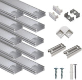 hunhun LED Aluminum Profile 10x1m Milky Cover Kit – Living Room Shelf and Bookcase Accent Lighting for a Designer Home Aesthetic