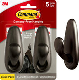 Command Metal Coat Hooks, Stylish Holiday Gift for Her, No-Drill Damage-Free Hanging