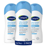 Cetaphil Ultra Gentle Body Wash – Streamlined Multi Pack Body Cleanser for Intentional Low Waste Sensitive Skin Care, 3 x 16.9 oz